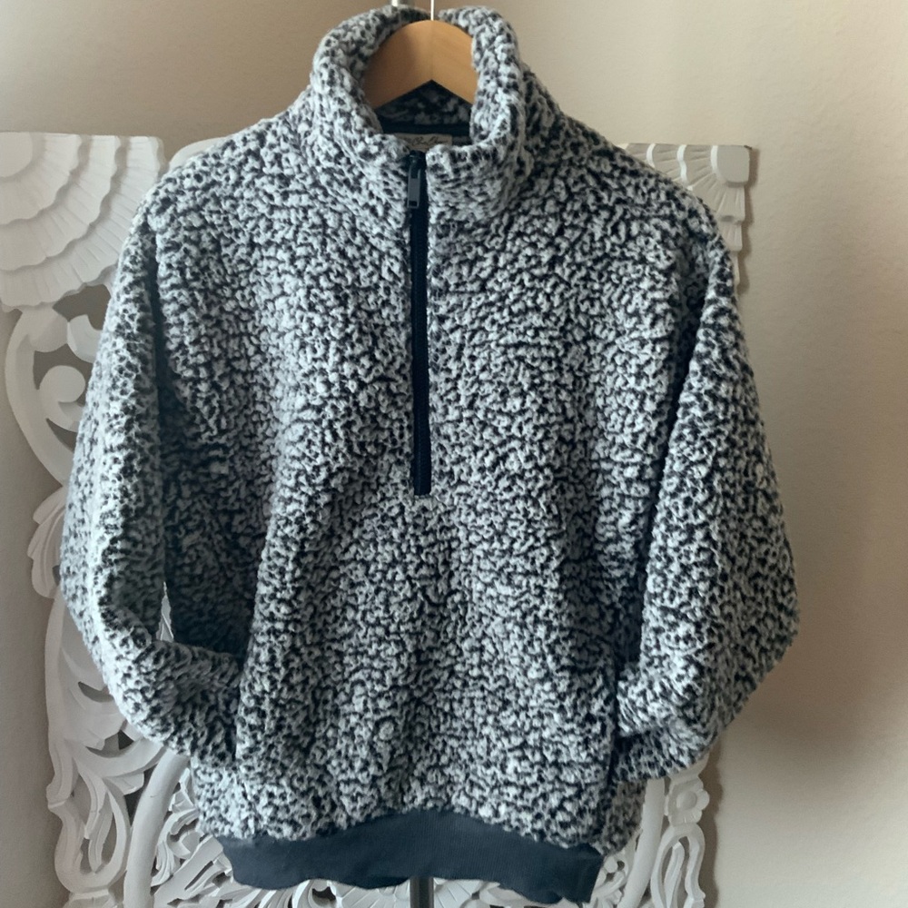 Express  Black and White Fleece Sweater size XS